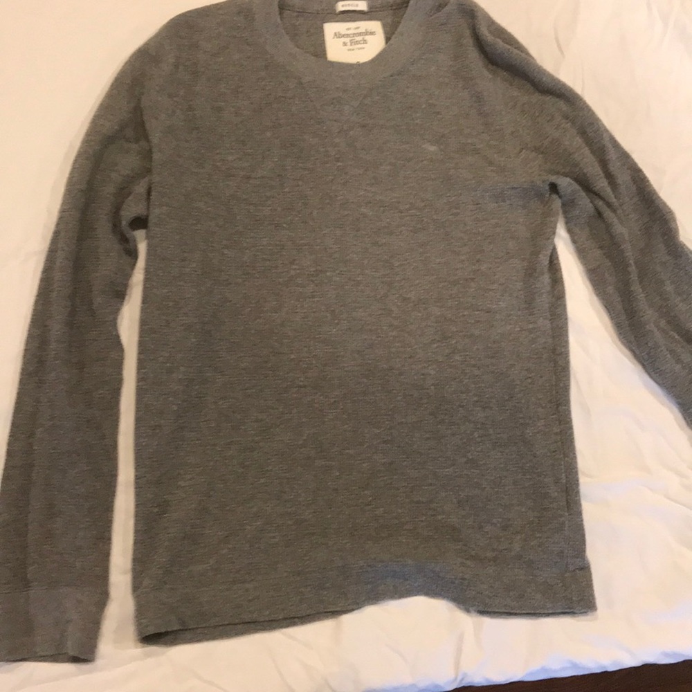 Grey long sleeve waffle Abercrombie tee